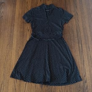 King Louie Short Sleeve Black & White Polka Dot Belted Dress